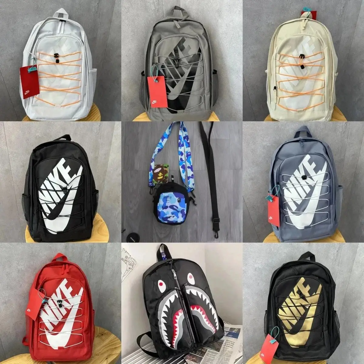 Nike Sportswear Backpack & Bape Shoulder Bag