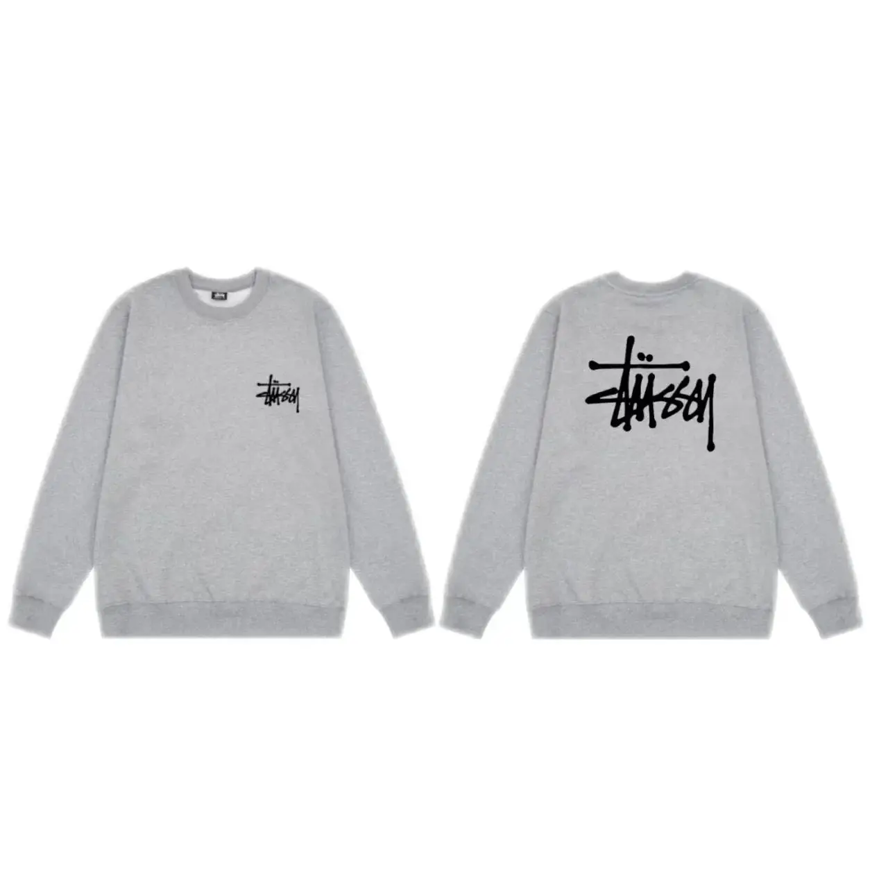 Stussy Basic Logo Crewneck Sweatshirt - Black 4