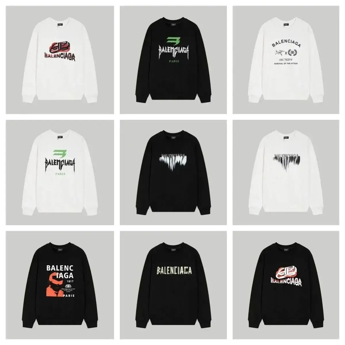 Balenciaga Punk Letters Printed Long Sleeve Sweatshirts