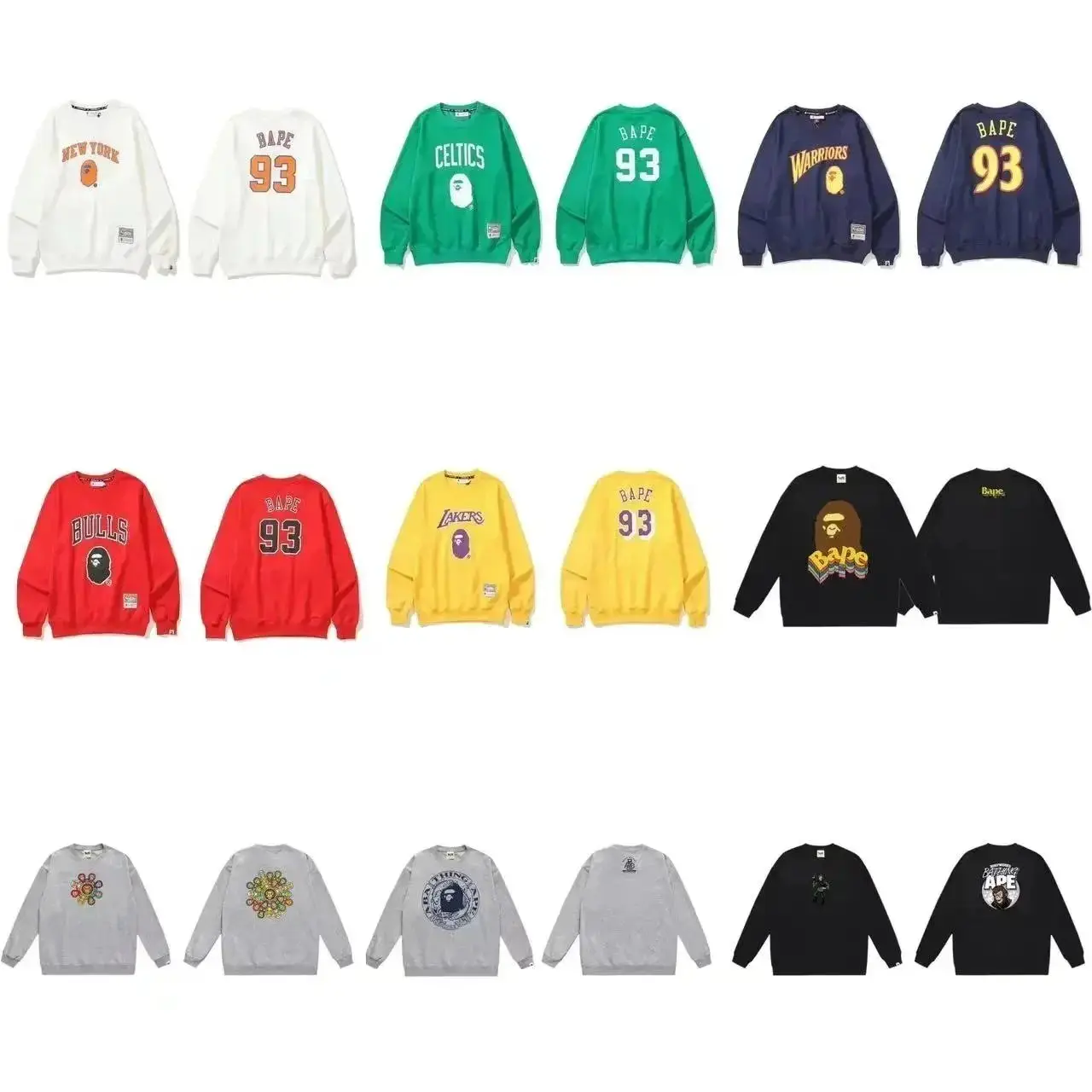 BAPE College Style Round Neck Pullover Sweatshirt